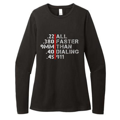 Pro Gun Rights Shirt Faster Than Dialing 911 Gun Lovers Womens CVC Long Sleeve Shirt