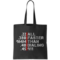 Pro Gun Rights Shirt Faster Than Dialing 911 Gun Lovers Tote Bag