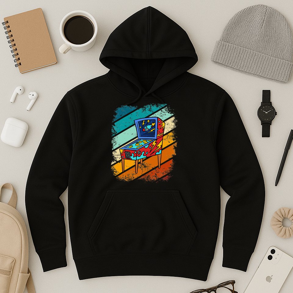 Pinball Gamer Retro Classic Arcade Machine Pin Ball Hoodie