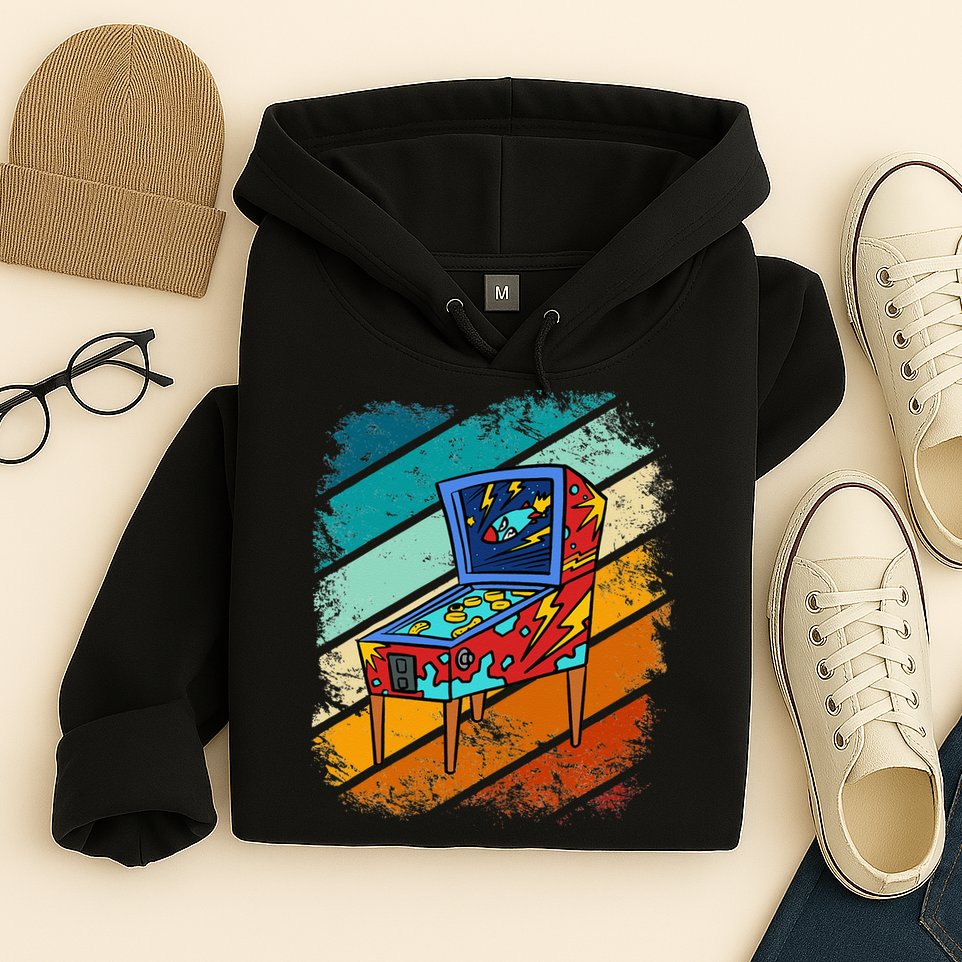 Pinball Gamer Retro Classic Arcade Machine Pin Ball Hoodie