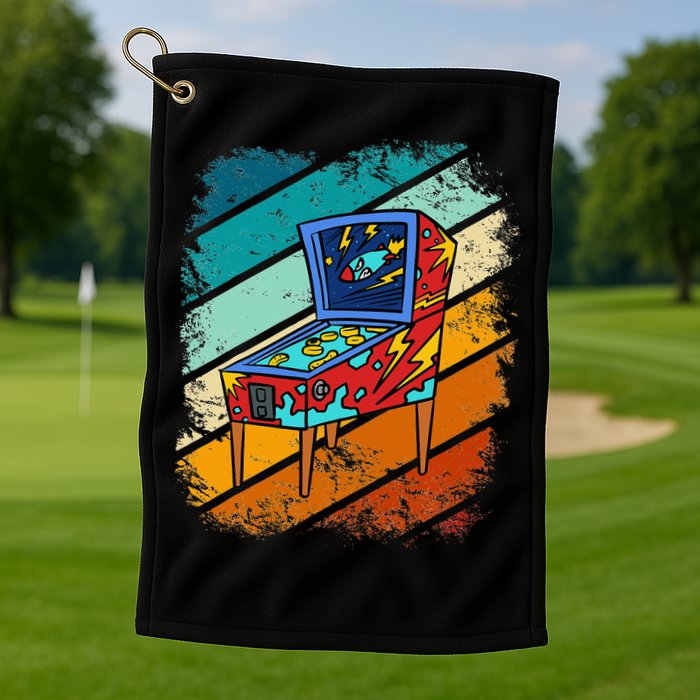 Pinball Gamer Retro Classic Arcade Machine Pin Ball Golf Towel