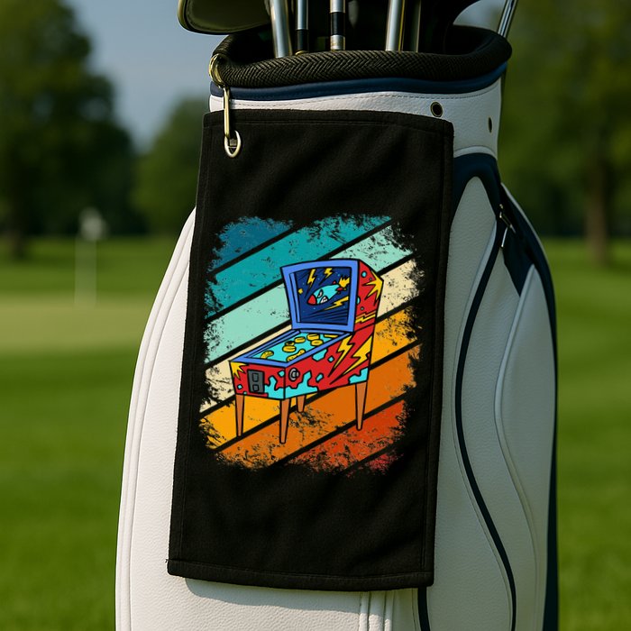 Pinball Gamer Retro Classic Arcade Machine Pin Ball Golf Towel