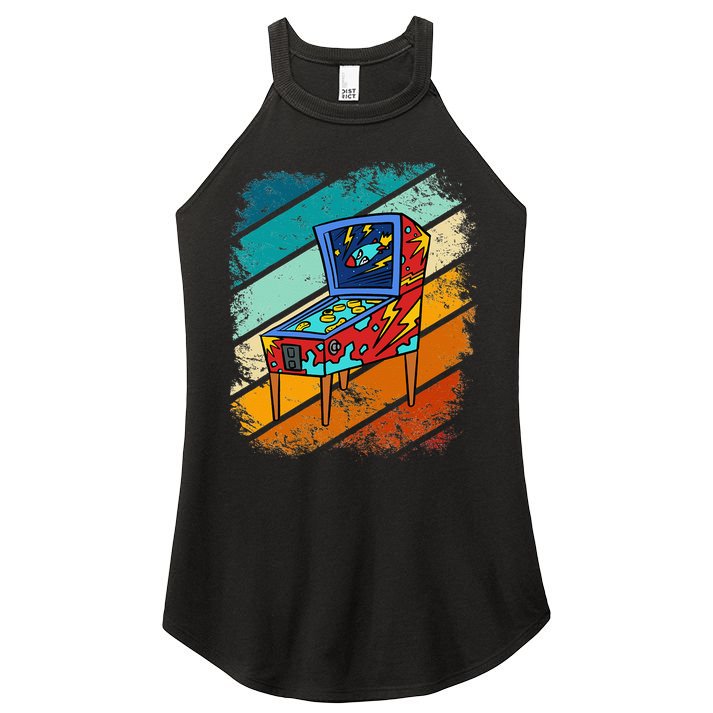 Pinball Gamer Retro Classic Arcade Machine Pin Ball Women's Perfect Tri Rocker Tank