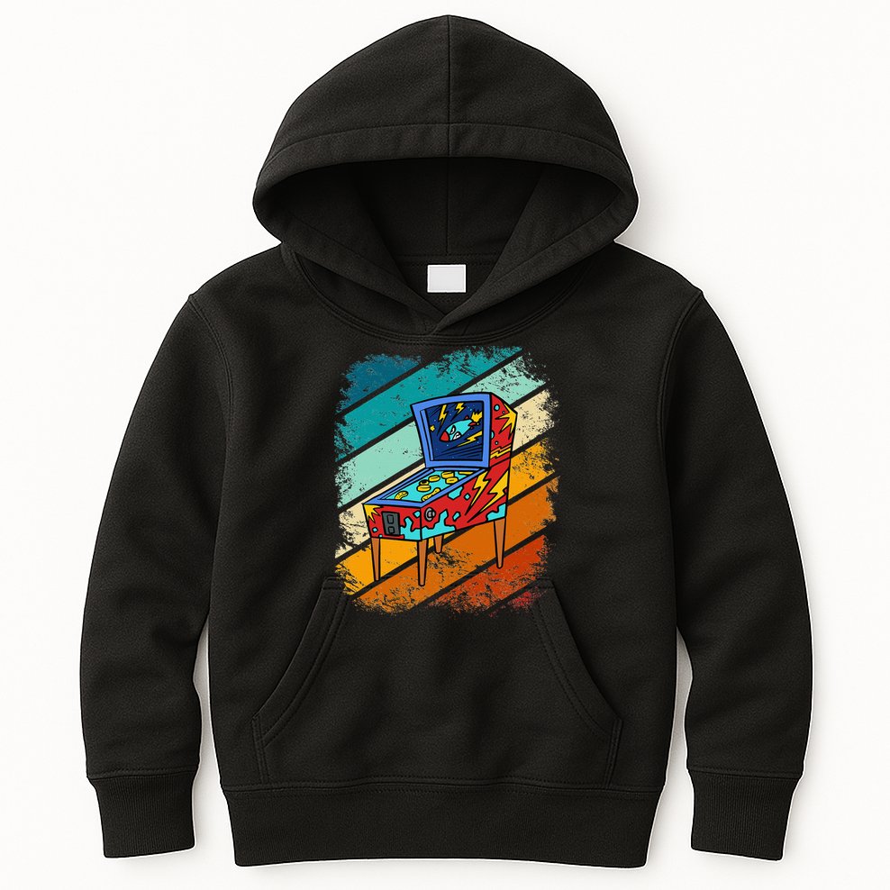 Pinball Gamer Retro Classic Arcade Machine Pin Ball Kids Hoodie