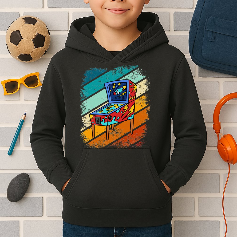 Pinball Gamer Retro Classic Arcade Machine Pin Ball Kids Hoodie