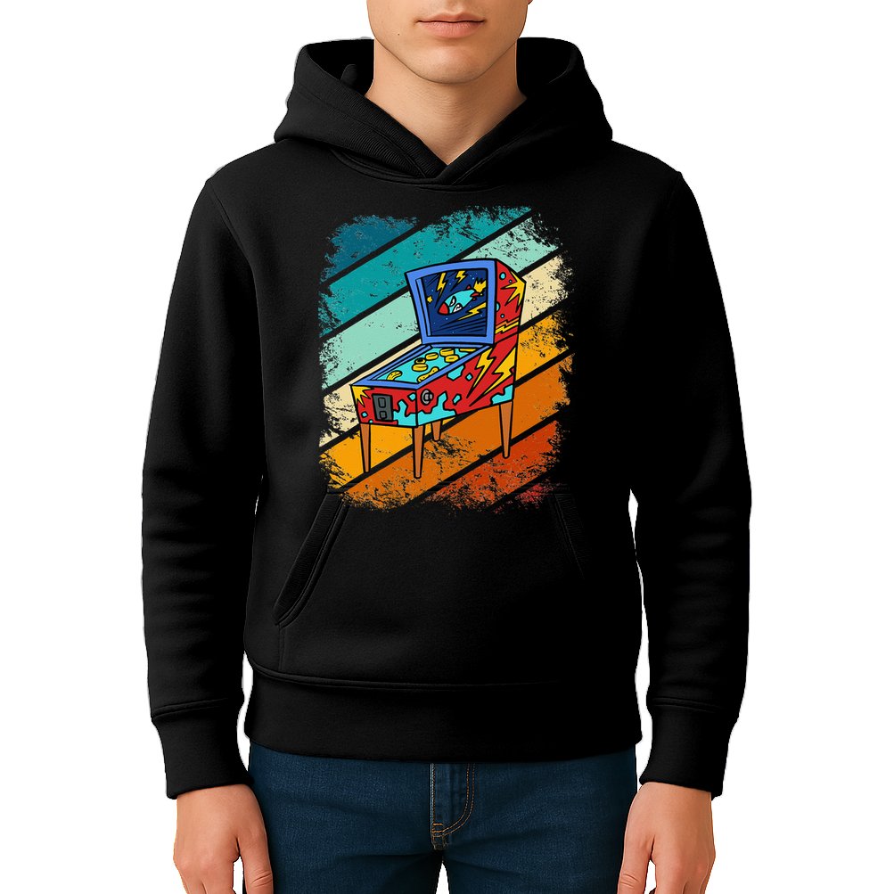 Pinball Gamer Retro Classic Arcade Machine Pin Ball Kids Hoodie