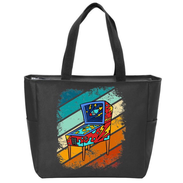Pinball Gamer Retro Classic Arcade Machine Pin Ball Zip Tote Bag