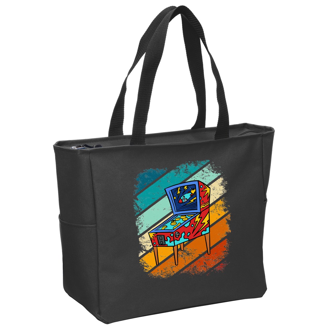 Pinball Gamer Retro Classic Arcade Machine Pin Ball Zip Tote Bag