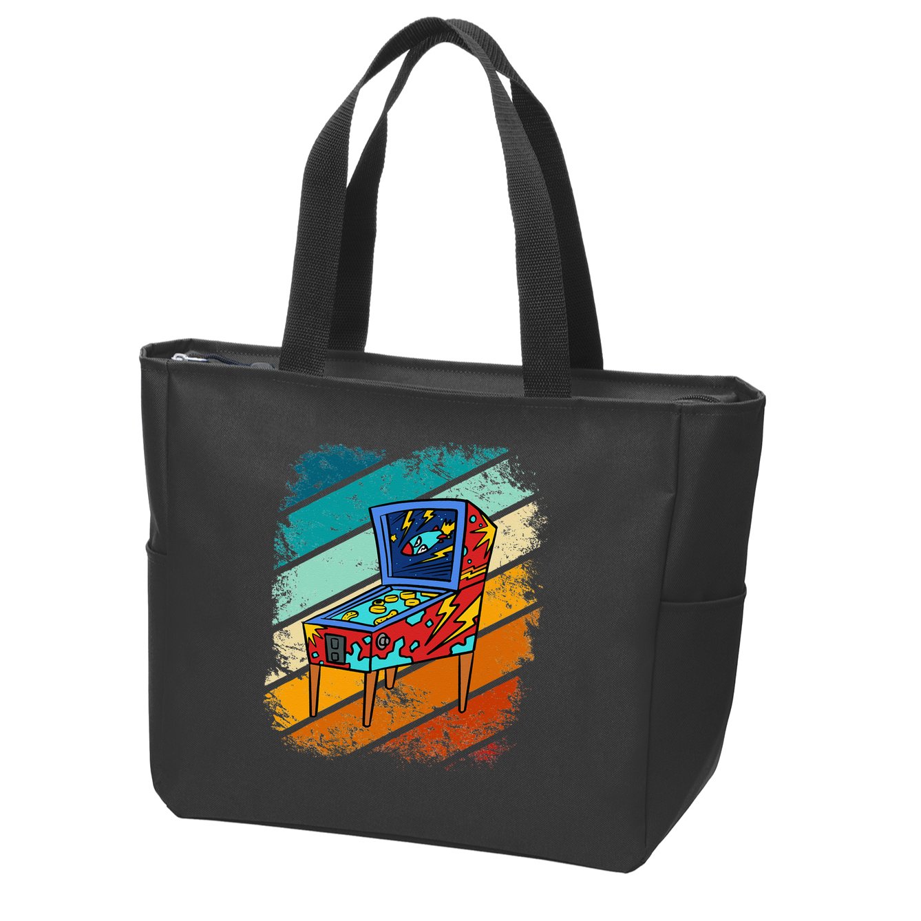 Pinball Gamer Retro Classic Arcade Machine Pin Ball Zip Tote Bag