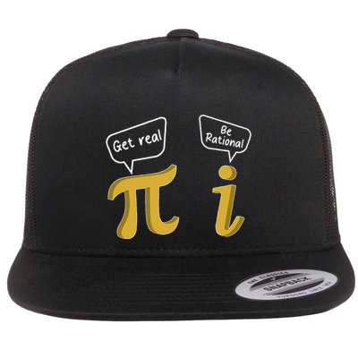 Pi Get Real I Be Rational Funny Pi Day Math Teacher Student .Png Flat Bill Trucker Hat