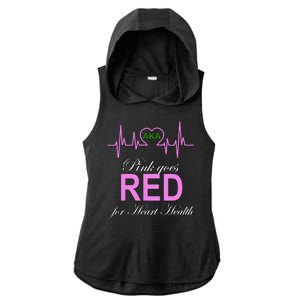 Pink Goes Red For Heart Health Ladies PosiCharge Tri-Blend Wicking Draft Hoodie Tank