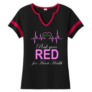 Pink Goes Red For Heart Health Ladies Halftime Notch Neck Tee