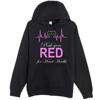 Pink Goes Red For Heart Health Premium Pullover Hoodie