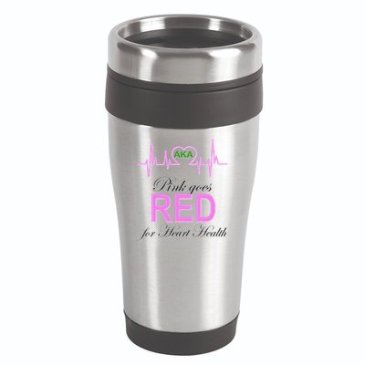 Pink Goes Red For Heart Health 16oz Travel Tumbler