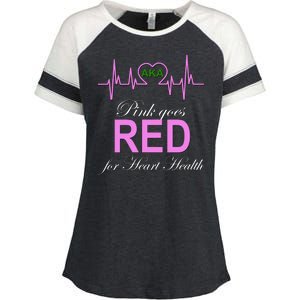 Pink Goes Red For Heart Health Enza Ladies Jersey Colorblock Tee