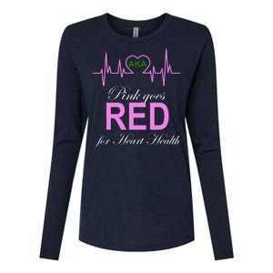 Pink Goes Red For Heart Health Womens Cotton Relaxed Long Sleeve T-Shirt