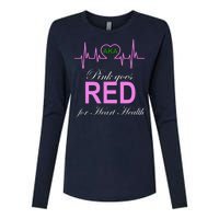 Pink Goes Red For Heart Health Womens Cotton Relaxed Long Sleeve T-Shirt