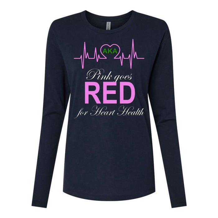 Pink Goes Red For Heart Health Womens Cotton Relaxed Long Sleeve T-Shirt