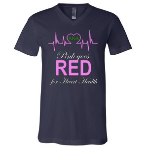 Pink Goes Red For Heart Health V-Neck T-Shirt