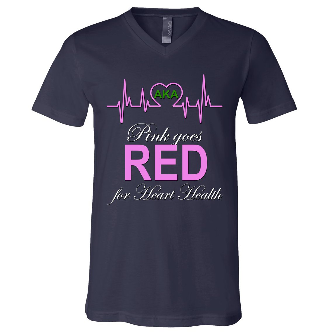 Pink Goes Red For Heart Health V-Neck T-Shirt