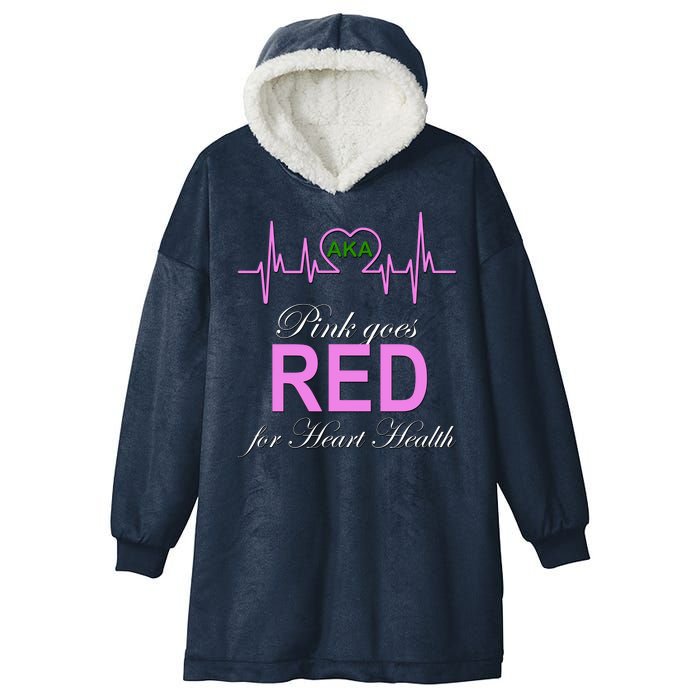 Pink Goes Red For Heart Health Hooded Wearable Blanket