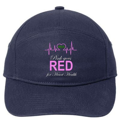 Pink Goes Red For Heart Health 7-Panel Snapback Hat