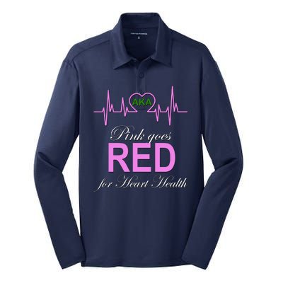 Pink Goes Red For Heart Health Silk Touch Performance Long Sleeve Polo