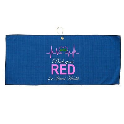 Pink Goes Red For Heart Health Large Microfiber Waffle Golf Towel
