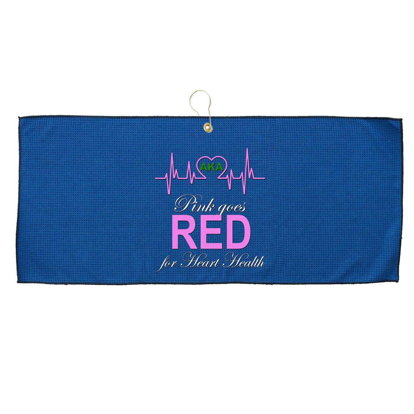 Pink Goes Red For Heart Health Large Microfiber Waffle Golf Towel