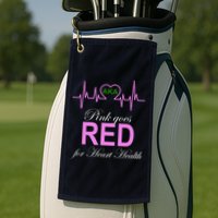 Pink Goes Red For Heart Health Golf Towel