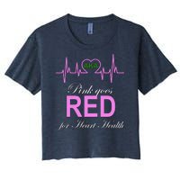 Pink Goes Red For Heart Health Women's Crop Top Tee