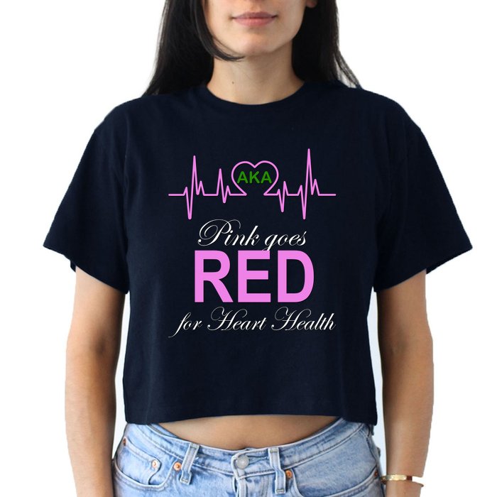 Pink Goes Red For Heart Health Women's Crop Top Tee