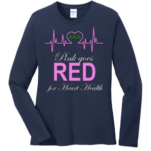 Pink Goes Red For Heart Health Ladies Long Sleeve Shirt