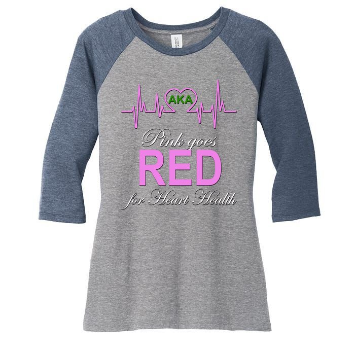 Pink Goes Red For Heart Health Women's Tri-Blend 3/4-Sleeve Raglan Shirt