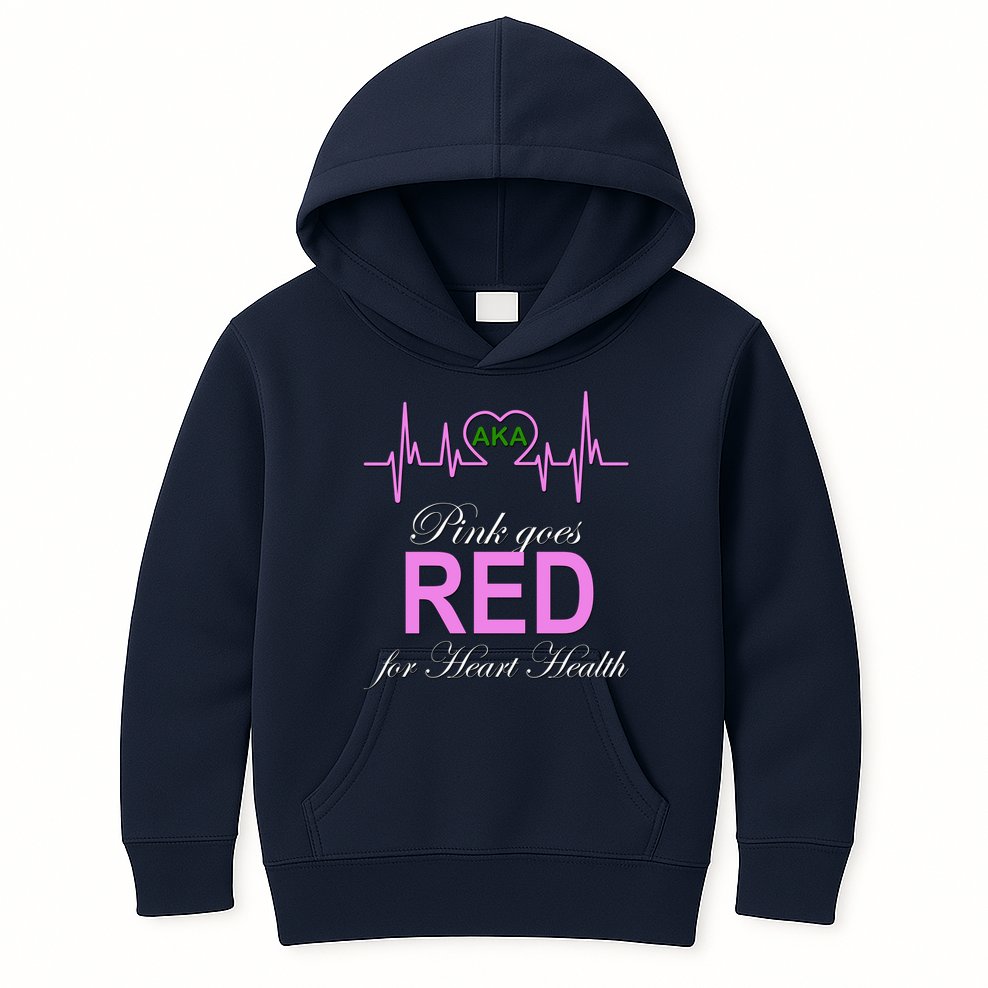 Pink Goes Red For Heart Health Kids Hoodie
