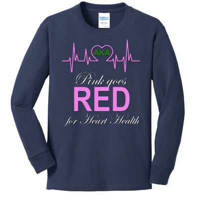 Pink Goes Red For Heart Health Kids Long Sleeve Shirt