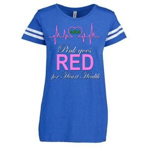 Pink Goes Red For Heart Health Enza Ladies Jersey Football T-Shirt