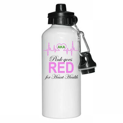 Pink Goes Red For Heart Health Aluminum Water Bottle 