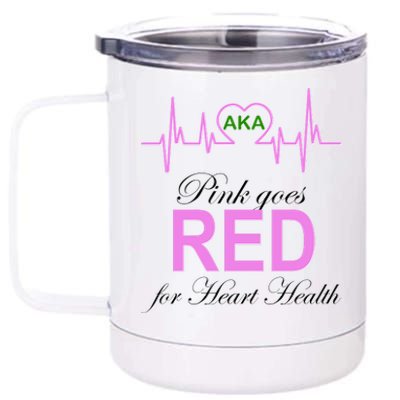 Pink Goes Red For Heart Health 12 oz Stainless Steel Tumbler Cup