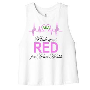 Pink Goes Red For Heart Health Women's Racerback Cropped Tank