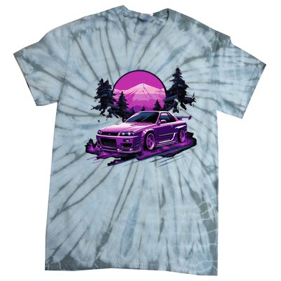 Purple Gt R 34 Skyline Jdm Car Enthusiast Tie-Dye T-Shirt