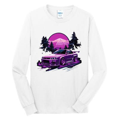 Purple Gt R 34 Skyline Jdm Car Enthusiast Tall Long Sleeve T-Shirt