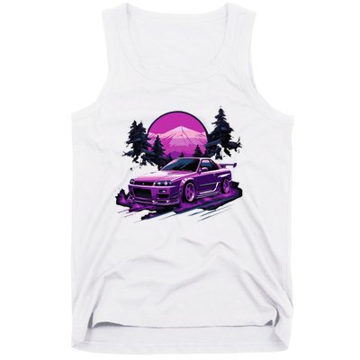 Purple Gt R 34 Skyline Jdm Car Enthusiast Tank Top