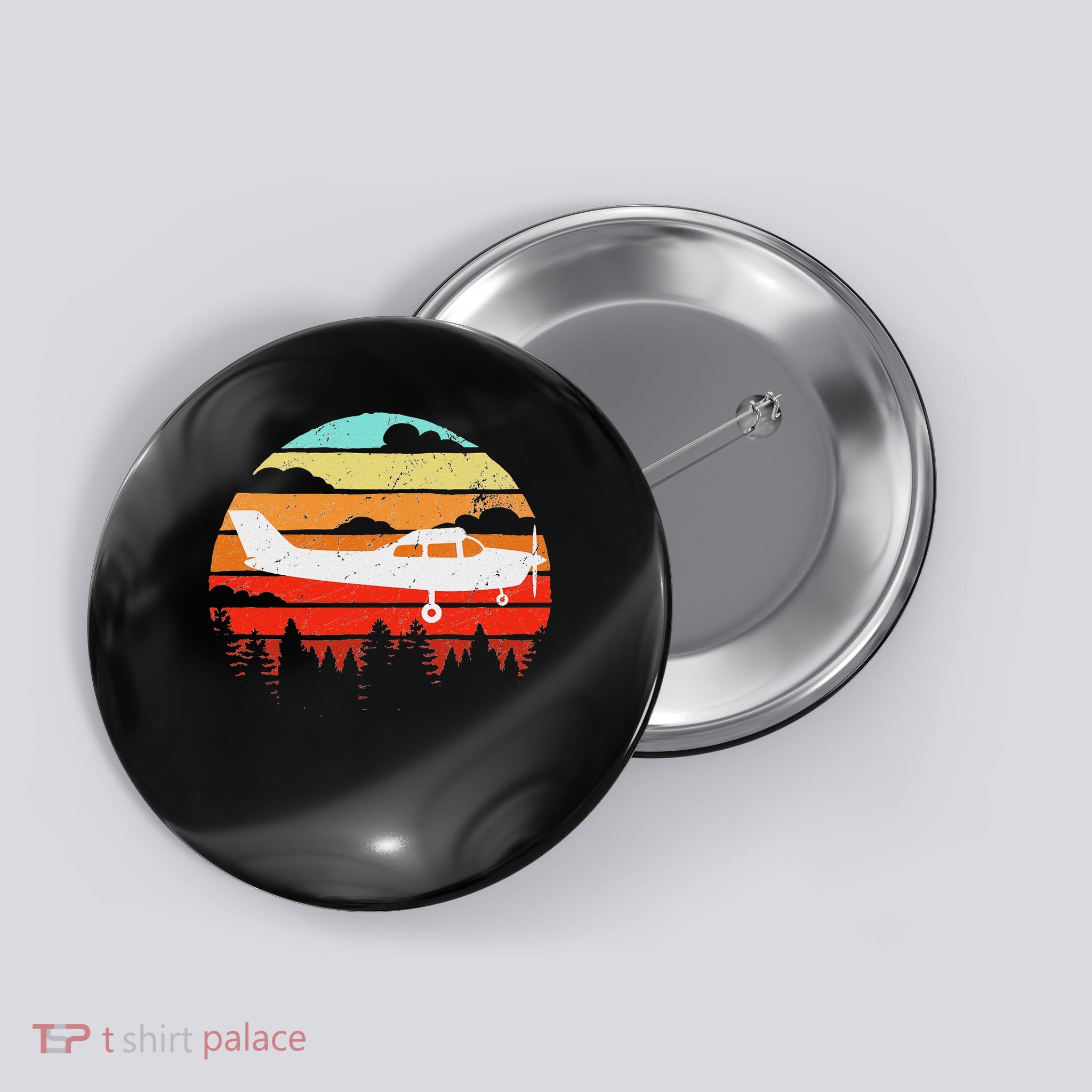 Pilot Gift Retro C172 Aircraft Flying Aviation Button
