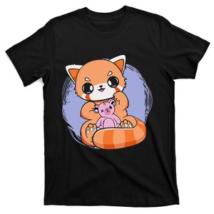 Pastel Goth Red Panda With Baby Teddy Bear Toy Cute Chibi  T-Shirt