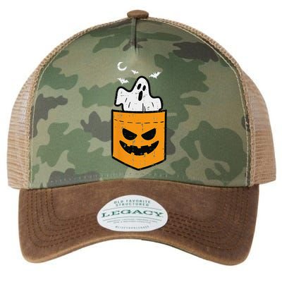 Pocket Ghost Scary Funny Halloween Costume Legacy Tie Dye Trucker Hat