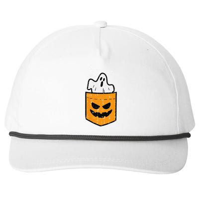 Pocket Ghost Scary Funny Halloween Costume Snapback Five-Panel Rope Hat