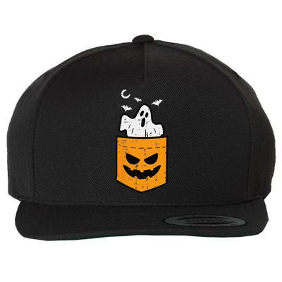 Pocket Ghost Scary Funny Halloween Costume Wool Snapback Cap