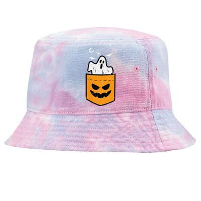 Pocket Ghost Scary Funny Halloween Costume Tie-Dyed Bucket Hat