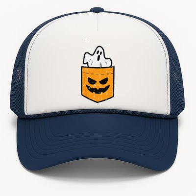 Pocket Ghost Scary Funny Halloween Costume Trucker Hat